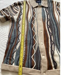 Abercrombie & Fitch Striped Knit Short Sleeve Button Cardigan Earth Tone XS